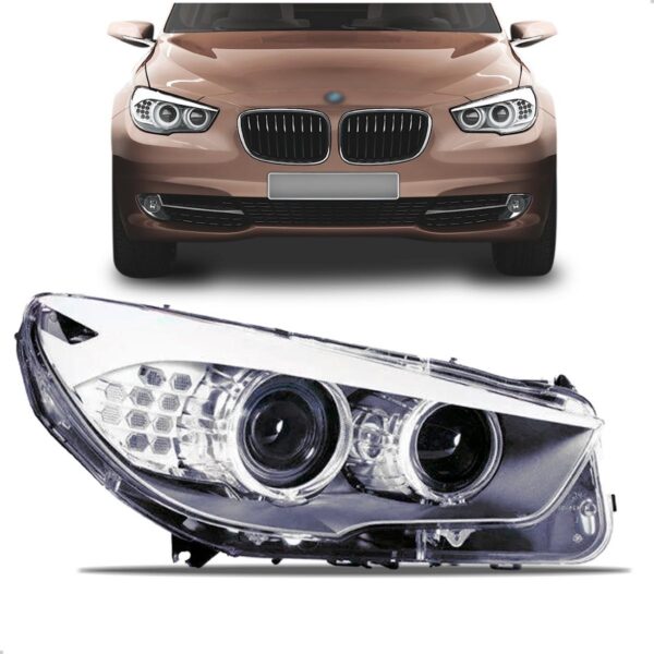 Farol Para Bmw Serie 5 2011 12 13 2014 Eletrico C/ Motor Led Lado Direito