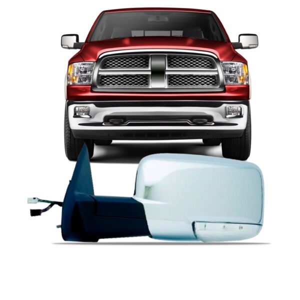 Retrovisor Ram 12 A 17 Elétrico C/aquecedor Pisca Cromado Lado Esquerdo