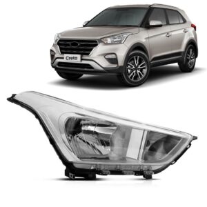 Farol Para Hyundai Creta 17 18 19 20 Manual Cromado 1ª Linha Direito/passageiro