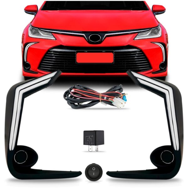 Kit Farol Milha Auxiliar Corolla 2020 2021 Com Led Drl