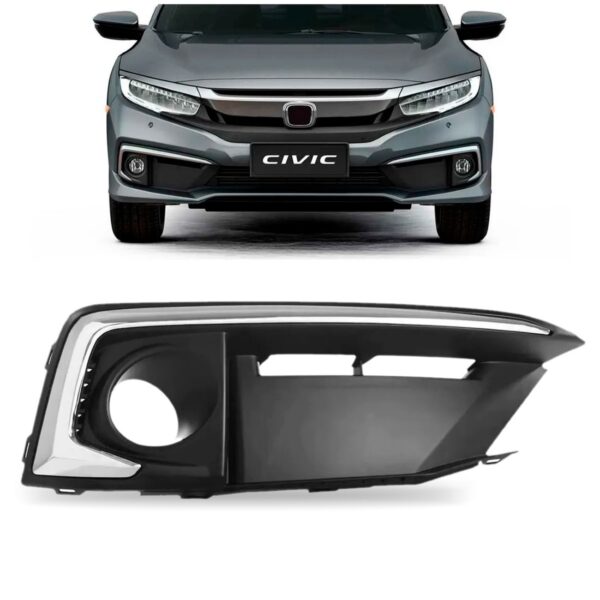 Moldura Milha Civic 2020 A 2021 Com Friso Cromado Lado Direito