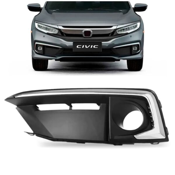 Moldura Milha Civic 2020 A 2021 Com Friso Cromado Lado Esquerdo