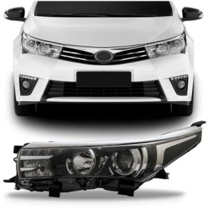 Farol Toyota Corolla 2014 15 16 17 Cromado Com Led 1ª Linha - Esquerdo/motorista