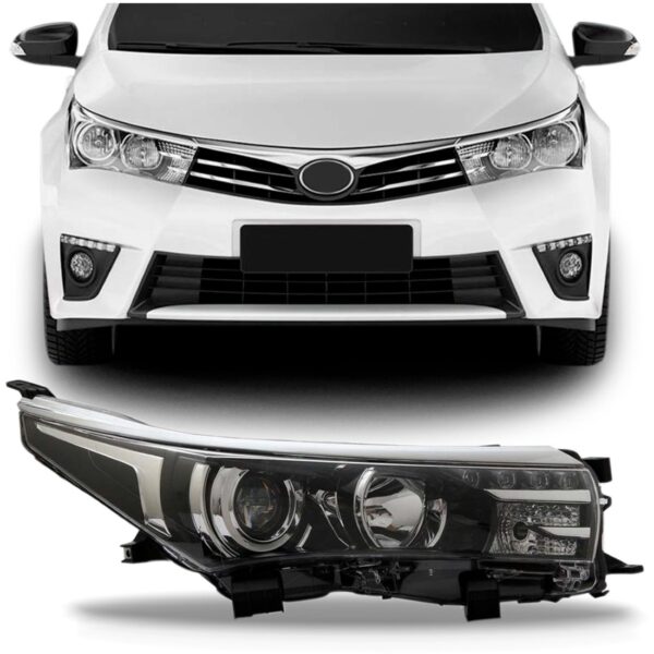 Farol Toyota Corolla 2014 15 16 17 Cromado Com Led 1ª Linha Direito/passageiro