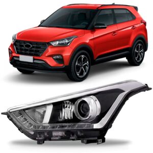 Farol Para Hyundai Creta Manual 2017 A 2021 Com Led 1a Linha Esquerdo/motorista