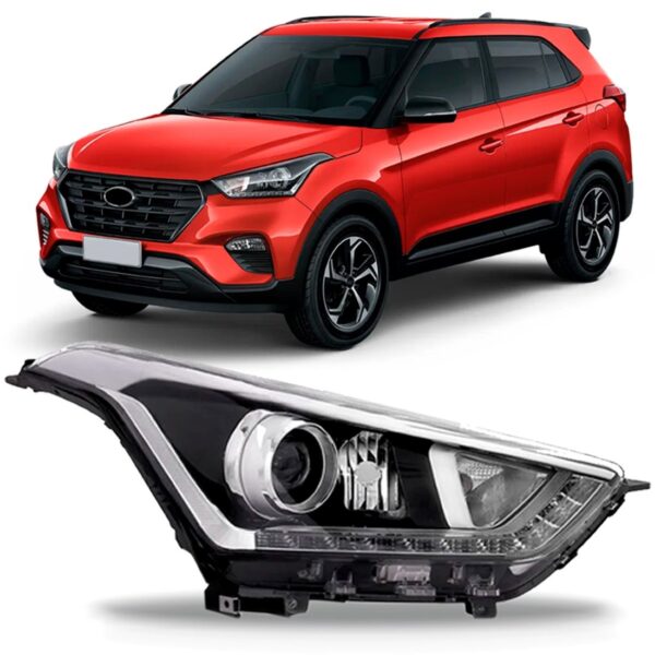 Farol Para Creta Manual 2017 A 2021 Com Led 1a Linha Direito/passageiro