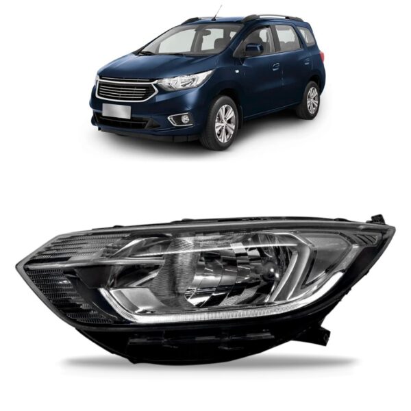 Farol Spin Premier 2019 2020 2021 Cromado Com Led 1ª Linha - Esquerdo/motorista