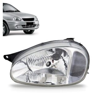Farol Corsa 2000 A 2002 Carcaça Preta Lente Policarbonato Lado Esquerdo