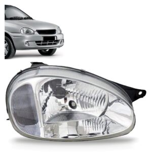 Farol Corsa 2000 A 2002 Carcaça Preta Lente Policarbonato Lado Direito
