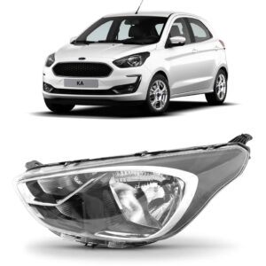 Farol Cromado/preto Manual Ka 2019 2020 2021 2022 1ª Linha - Esquerdo/motorista
