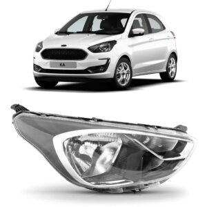 Farol Cromado/preto Manual Ka 2019 2020 2021 2022 1ª Linha - Direito/passageiro