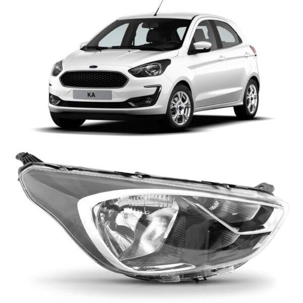 Farol Cromado/preto Manual Ka 2019 2020 2021 2022 1ª Linha - Direito/passageiro
