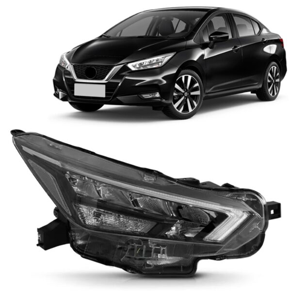 Farol Versa 2020 2021 2022 Manual Com Led 1ª Linha Direito/passageiro