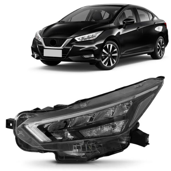 Farol Versa 2020 2021 2022 Manual Com Led 1ª Linha Esquerdo/motorista