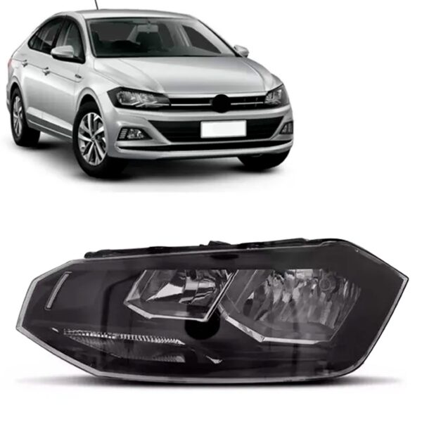 Farol Polo Virtus 18 2019 2020 Manual C/friso Preto 1ª Linha - Esquerdo/motorista