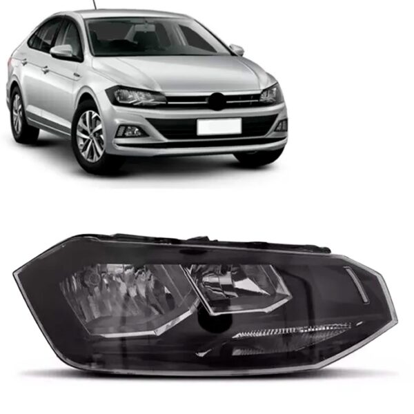 Farol Polo Virtus 18 2019 2020 Manual C/friso Preto 1ª Linha Direito/passageiro