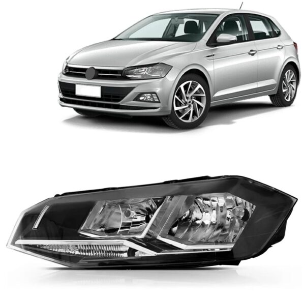 Farol Polo Virtus 2018 2019 2020 Com Friso Cromado 1ª Linha - Esquerdo/motorista