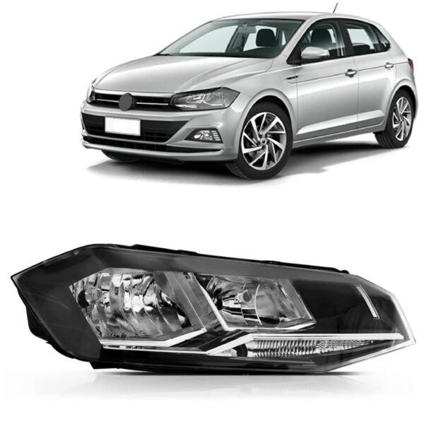 Farol Polo Virtus 2018 2019 2020 Com Friso Cromado 1ª Linha Direito/passageiro