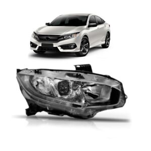 Farol Led Civic 16 17 18 19 2020 Manual Cromado Led 1ª Linha - Direito/passageiro