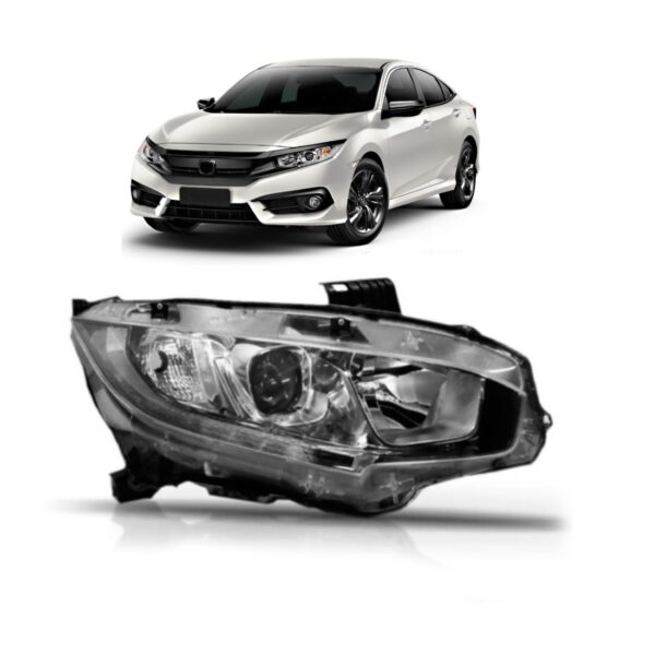 Farol Led Civic 16 17 18 19 2020 Manual Cromado Led 1ª Linha - Direito/passageiro