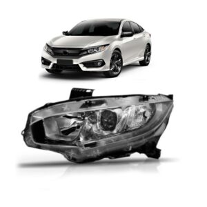 Farol Led Civic 16 17 18 19 2020 Manual Cromado Led 1ª Linha Esquerdo/motorista
