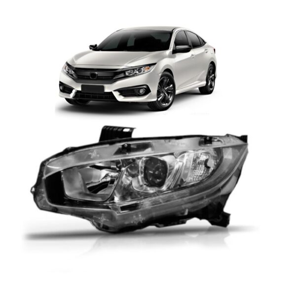 Farol Led Civic 16 17 18 19 2020 Manual Cromado Led 1ª Linha Esquerdo/motorista