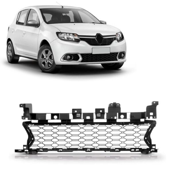 Grade Central Parachoque Sandero 2015 2016 A 2019 1a Linha Preto