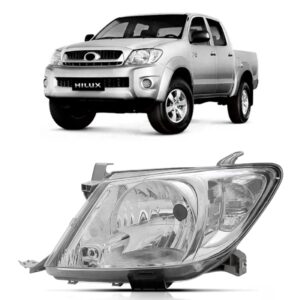 Farol Hilux 2008 2009 2010 2011 Cromado 1ª Linha Esquerdo/motorista