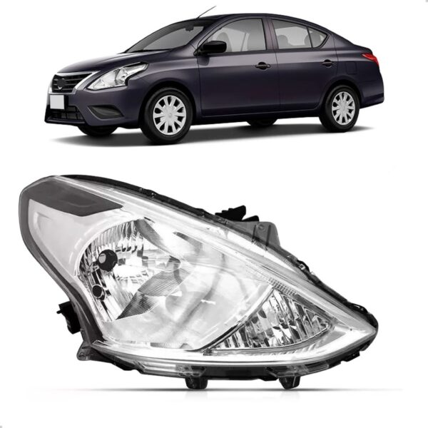 Farol Versa 15 16 17 2018 2019 Foco Simples Cromado 1ª Linha Esquerdo/motorista