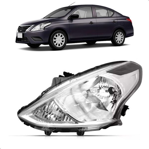 Farol Versa 15 16 17 2018 2019 Foco Simples Cromado 1ª Linha Direito/passageiro