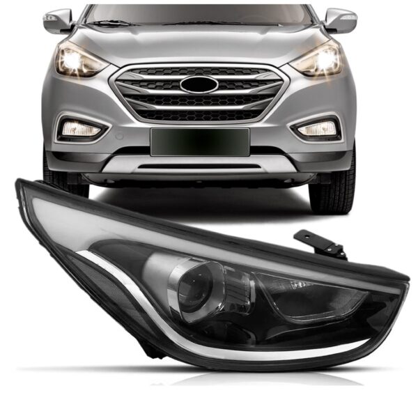 Farol Ix35 2016 2017 2018 2019 2020 21 2022 Com Led 1ª Linha - Direito/passageiro
