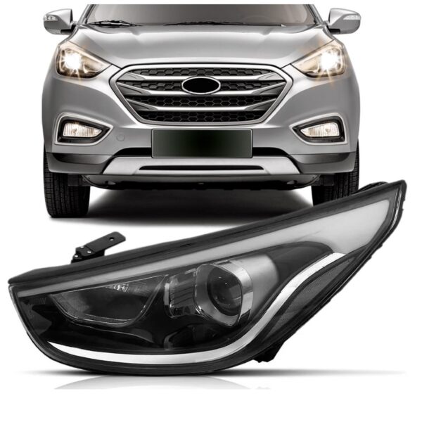 Farol Ix35 2016 2017 2018 2019 2020 21 2022 Com Led 1ª Linha Esquerdo/motorista