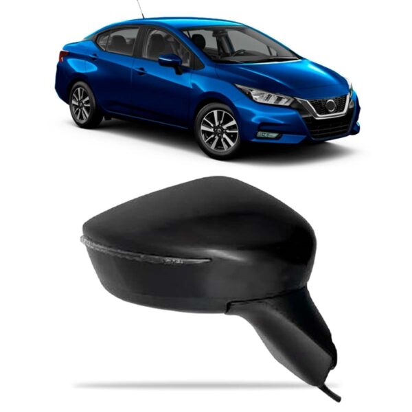 Retrovisor Elétrico Versa 2020/22 C/ Sinaleira E Capa Preta Lado Direito