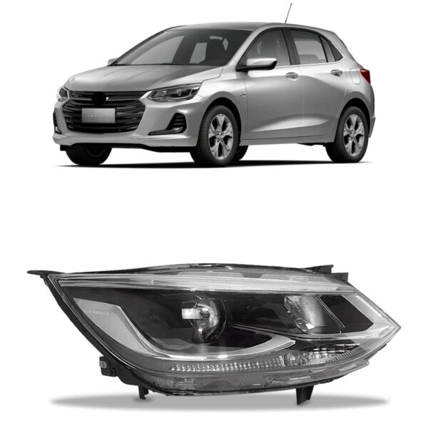Farol Onix 2020 A 2024 Com Regulagem Com Projetor Cromado Lado Direito