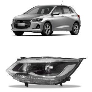 Farol Onix 2020 A 2024 Com Regulagem Com Projetor Cromado Lado Esquerdo