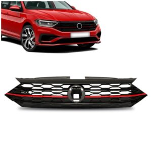 Grade Radiador Jetta Gli Vermelho 2019 2020 A 2022 Preto  Plástico