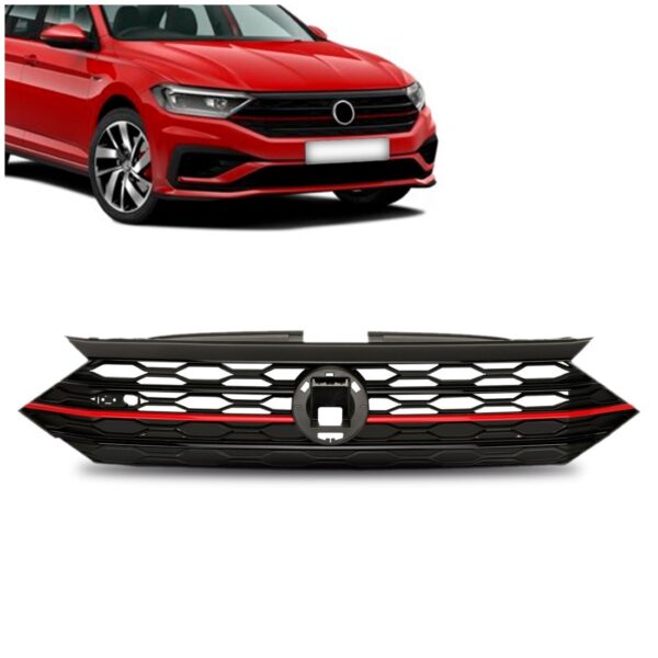 Grade Radiador Jetta Gli Vermelho 2019 2020 A 2022 Preto  Plástico
