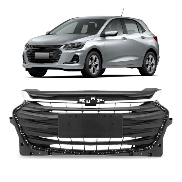 Grade Radiador Onix 2020 A 2022 Com Furo Para Friso 1a Linha Preto