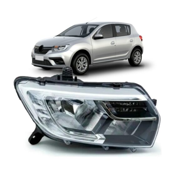 Farol Logan Sandero 2020 A 2022 Com Led 1ª Linha Direito/passageiro