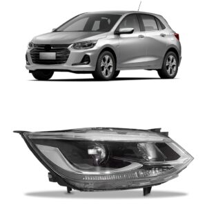 Farol Onix 2020 A 2024 Elétrico Cromado C/ Projetor 1ª Linha Direito/passageiro