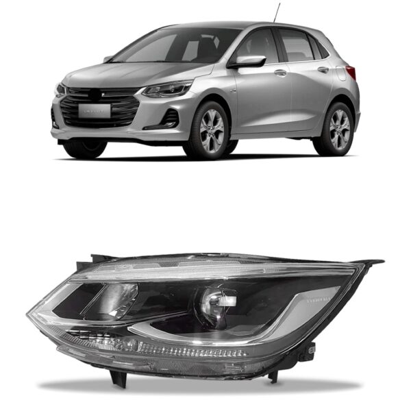 Farol Onix 2020 A 2024 Elétrico Cromado C/ Projetor 1ª Linha - Esquerdo/motorista
