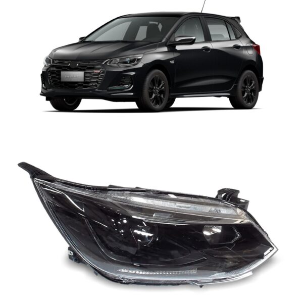 Farol Onix 20 21 22 23 2024 Mascara Negra Projetor 1ª Linha - Direito/passageiro