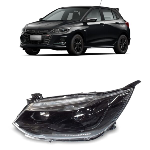 Farol Onix 20 21 22 23 2024 Mascara Negra Projetor 1ª Linha Esquerdo/motorista