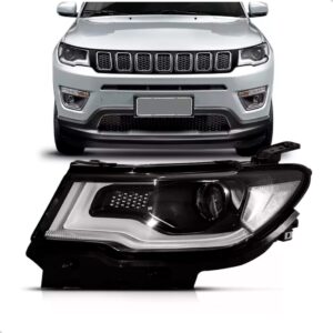 Farol Compass 2017 A 2021 Eletrico Com Motor Com Xenon E Led Lado Esquerdo