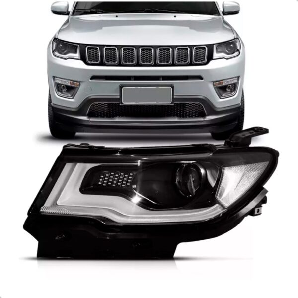 Farol Compass 2017 A 2021 Eletrico Com Motor Com Xenon E Led Lado Esquerdo