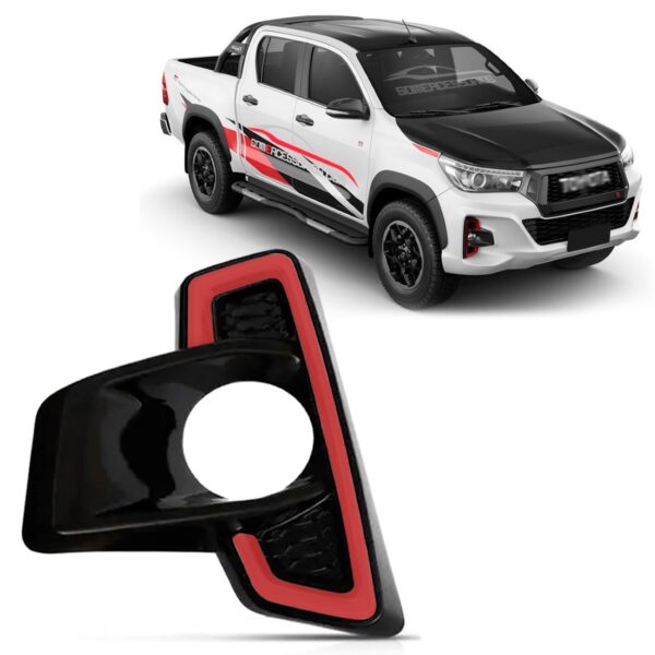 Moldura Milha Hilux Cd Gr-s 2 2018 2019 2020 Friso Vermelho Lado Esquerdo