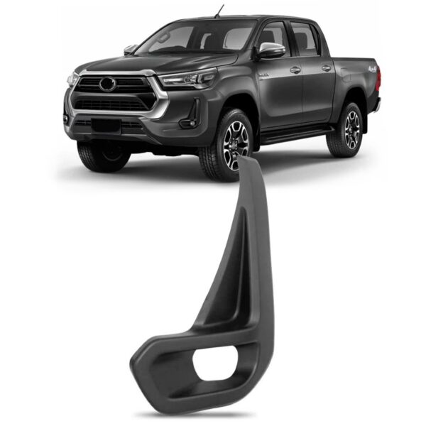 Moldura Milha Hilux Pick-up 2021 A 2023 Preto Com Furo Milha Esquerdo Pronto Para Pintura
