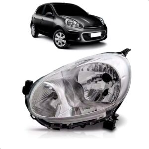 Farol Para Nissan March 11 2012 2013 Cromado Manual 1ª Linha - Esquerdo/motorista