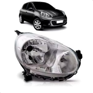 Farol Para Nissan March 11 2012 2013 Cromado Manual 1ª Linha Direito/passageiro