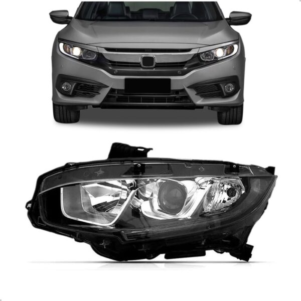 Farol Civic 2017 18 19 20 2021 Manual Com Projetor Com Led Lado Esquerdo